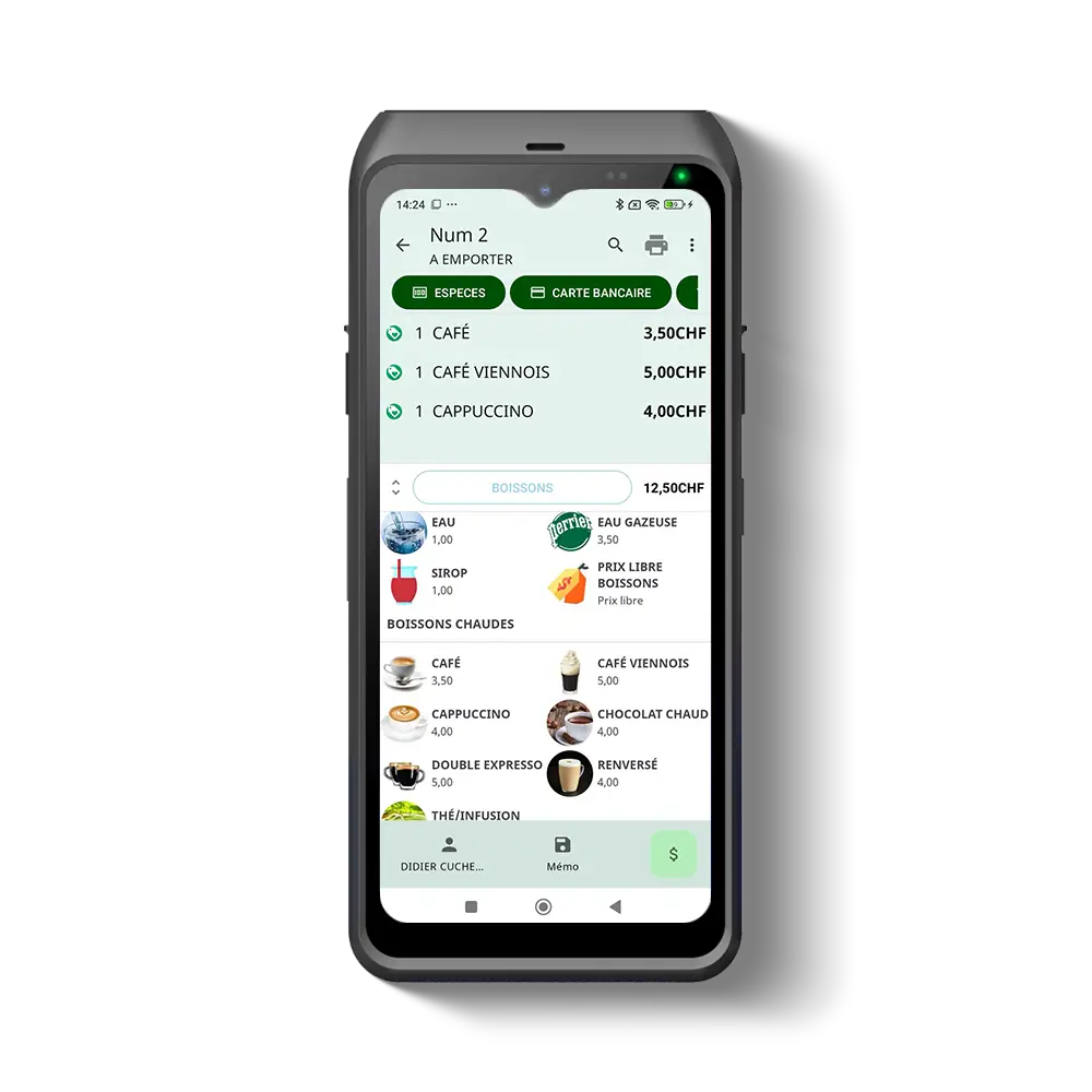 PAD de commande Pro becash, terminal de poche pour la prise de commande et le paiement